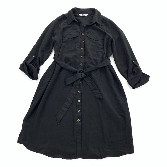 Motherhood Maternity Button Down Front Tunic Dress Size Small Womens Solid Black - Picture 1 of 6